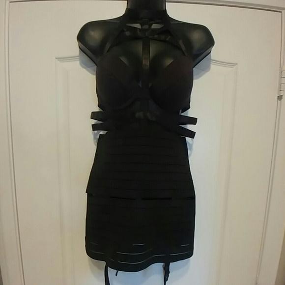 BLACK LINGERIE DREAMGIRL Bandage Dress Sz Small - Picture 3 of 8